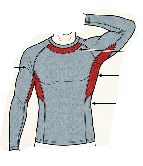 26.Customized MEN's SKIN WEAR , 1/1 SLEEVE COMPRESSION SHIRT MADE OF WITH SOFT FEEL STRETCHED FABRIC AND POWER MESH VENTILATION PANEL ,CUSTOMIZED LOGO/ SPONSORSHIP LOGO