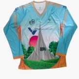 MEN's, V-NECK  -1/1  T-SHIRT - RAGLUN  SLEEVE + HEMED CUFF + NECK TAPE + BIGHOLE MESH PANEL AT BOTH SIDE,
