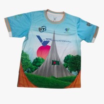 BOY's V.N. 1/2 T-SHIRT, NECK JOIN ( V  UPPER PART TIPING PRINTED 1X1 RIB & LOWER PART SOLID) + CUFF JOIN( TIPING PRINTED 1X1 RIB) + BACK NECK TAPE