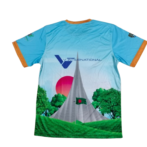 1. Sublimation printed Customized MEN's, ROUND NECK - 1/2 SLEEVE T-SHIRT- SETTING SLEEVE + NECK JOIN+ NECK TAPE + HEMED CUFF , - Image 3