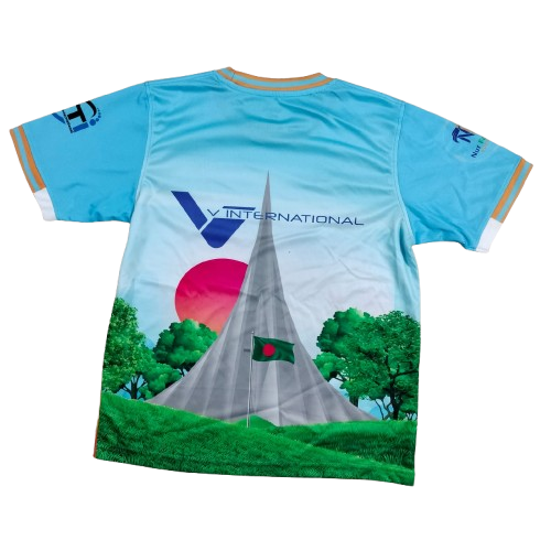 11.Sublimation printed Customized BOY's R. N. 1/2 T-SHIRT (TIPING PRINTED NECK JOIN,1X1 RIB) + CUFF JOIN ( RIB 1X1, TIPING PRINTED UPPER PART & SOLID LOWER PART) + SETTING SLEEVE + B.N. TAPE - Image 2