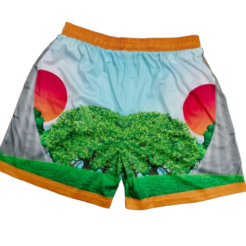 6.Sublimation printed Customized MEN's, SHORT PANT WITH SIDE POCKET + JOINED WIAST BAND ( 4 CM ELASTIC) + DRAWSTRING COMING OUT FROM INSIDE - Image 2