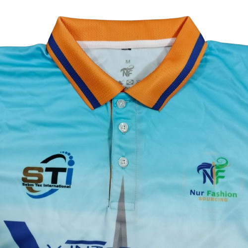 4.Sublimation printed Customized MEN's, 1/1 SLEEVE POLO-SHIRT - SETTING SLEEVE + SOLID KNITED COLLAR & HEMED CUFF +BACK NECK TAPE, - Image 3