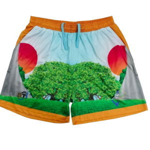6.Sublimation printed Customized MEN's, SHORT PANT WITH SIDE POCKET + JOINED WIAST BAND ( 4 CM ELASTIC) + DRAWSTRING  COMING OUT FROM  INSIDE