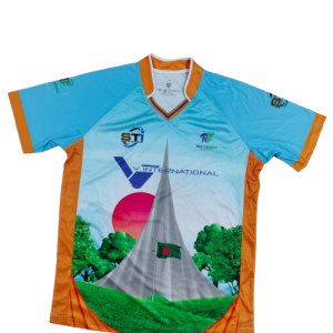 2. Sublimation printed Customized MEN's, V-NECK ( V shape with Band with piping) -1/2 SLEEVE T-SHIRT - RAGLUN SLEEVE + HEMED CUFF + NECK TAPE + POWER MESH PANEL AT BOTH SIDE